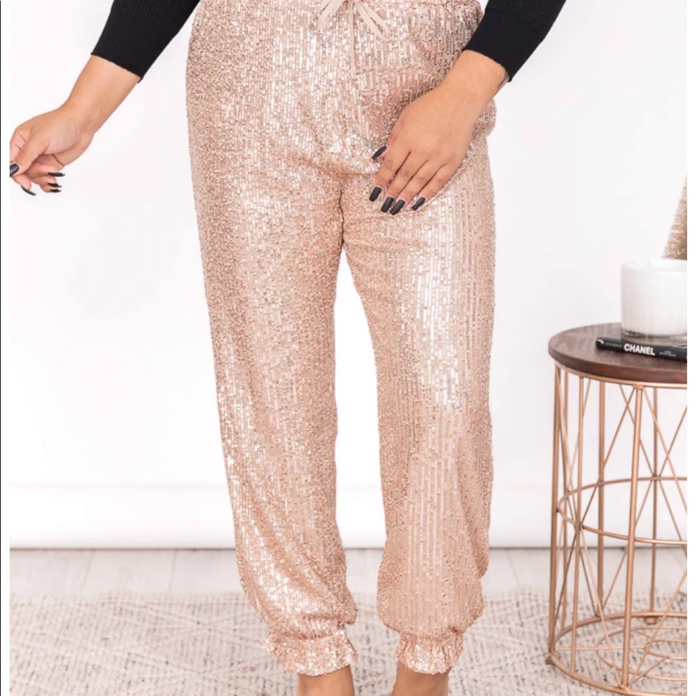 Pink sequins joggers